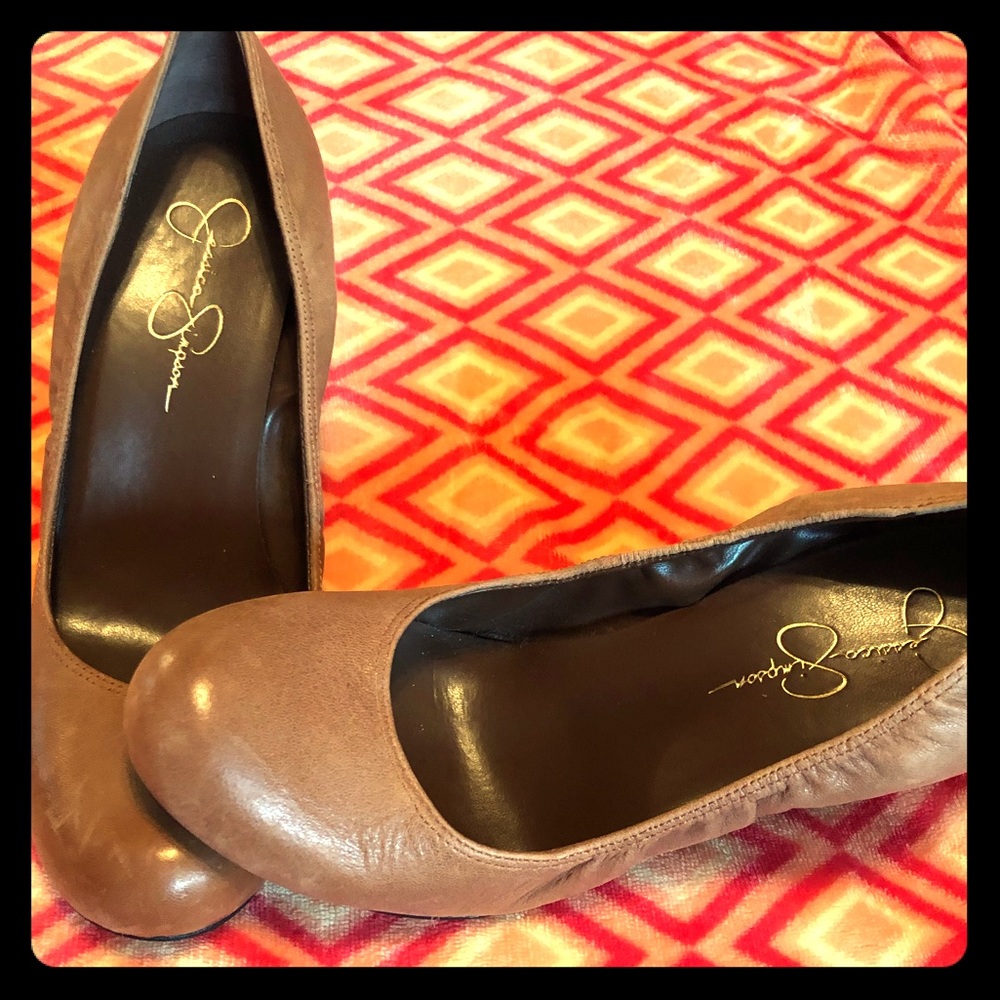 Jessica Simpson round toe wedges.
